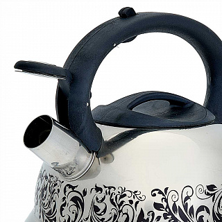 Чайник со свистком 3 л из нержавеющей стали, рисунок меняет цвет при закипании WEBBER BE-0520