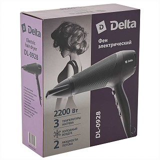 Фен электрический 2200 Вт DELTA DL-0928 черный