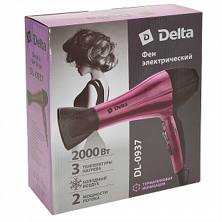 Фен 2200 Вт DELTA DL-0937 черный с бордовым