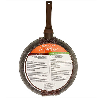 Сковорода 26 см алюминиевая с индукционным дном и антипригарным покрытием "BROWN MARBLE" Alpenkok AK-0039A/26N
