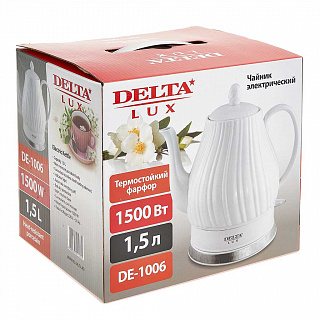 Чайник электрический 1500 Вт 1,5 л DELTA LUX DE-1006 белый