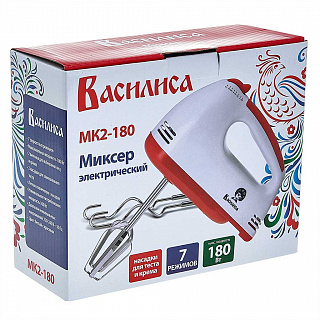 Миксер электрический 180 Вт ВАСИЛИСА МК2-180 белый с красным