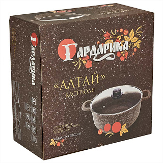 Кастрюля 2 л алюминиевая с антипригарным покрытием и стеклянной крышкой 1602-07-10 серии "АЛТАЙ"