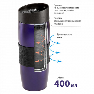 Термокружка вакуумная 400 мл Alpenkok AK-04036A фиолетовая