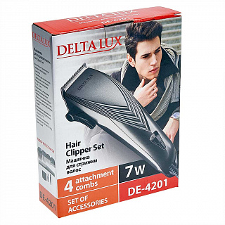Машинка для стрижки волос 7 Вт DELTA LUX DE-4201 серая