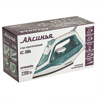 Утюг электрический 2200 Вт АКСИНЬЯ КС-3006 белый с серо-зеленым
