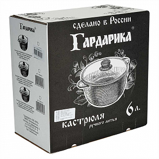 Кастрюля 6 л алюминиевая с антипригарным покрытием и стеклянной крышкой ТМ Гардарика 1706-14-10 серия Гранит 14