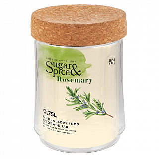 Банка для сыпучих продуктов Sugar&Spice Rosemary 0,75 л SE105710996 с пробковой крышкой