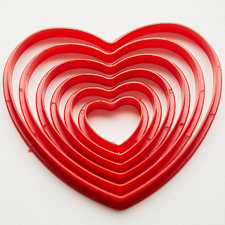 Набор пластиковых форм для печенья "Сердца" 6 размеров BE-4310P/6