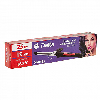 Щипцы для завивки волос 25 Вт, 19 мм DELTA DL-0623 черные с красным
