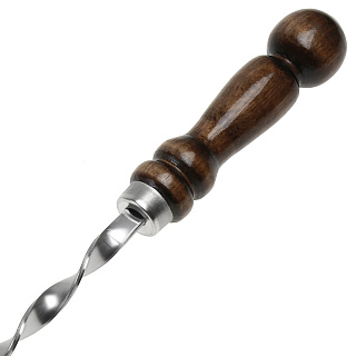 Шампур из нержавеющей стали с деревянной лакированной ручкой "ШАР" малый 580(400)х10х2,5 мм 2К-257