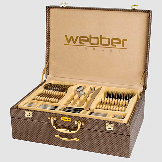 Набор столовых приборов подарочный 72 предмета Webber ВЕ-090GS72 в кейсе