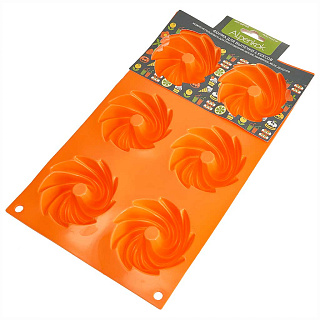 Форма для выпечки 6-ти кексов 28,5×17×3 см AK-6073S цвет оранжевый