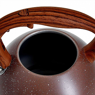 Чайник со свистком 3 л AK-520 коричневый гранит, ручка темное дерево