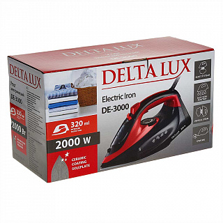 Утюг электрический 2000 Вт DELTA LUX DE-3000 черный с красным