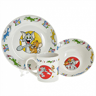 Набор посуды 3 предмета детский КРС-1800 "Том и Джерри" (фарфор)