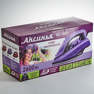 Утюг электрический 2600 Вт АКСИНЬЯ КС-3001 фиолетовый с черным