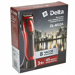Машинка для стрижки волос DELTA DL-4032A аккумуляторная, красная
